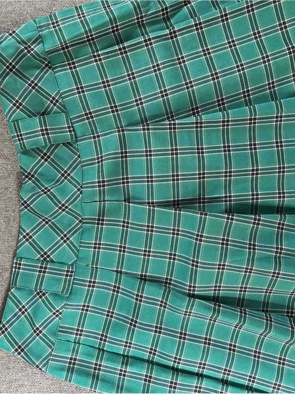 Green Plaid Pleated Skirt